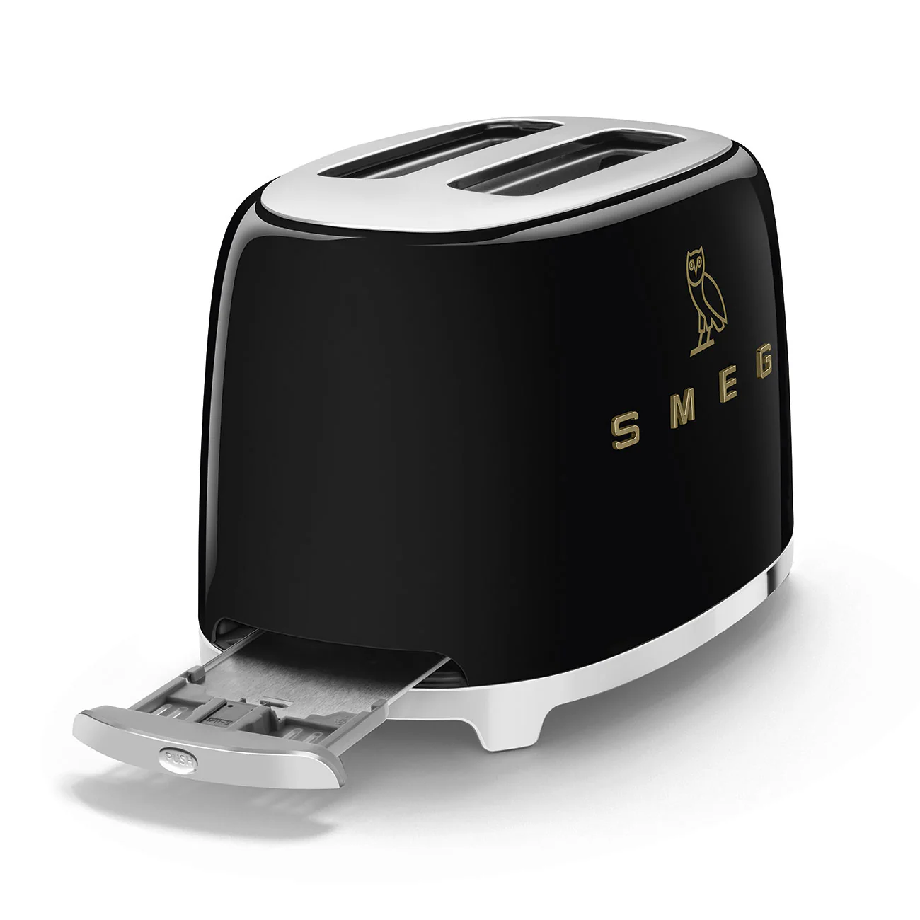 SMEG x OVO 2-Slice Electric Toaster (Black and Gold) - Image 5