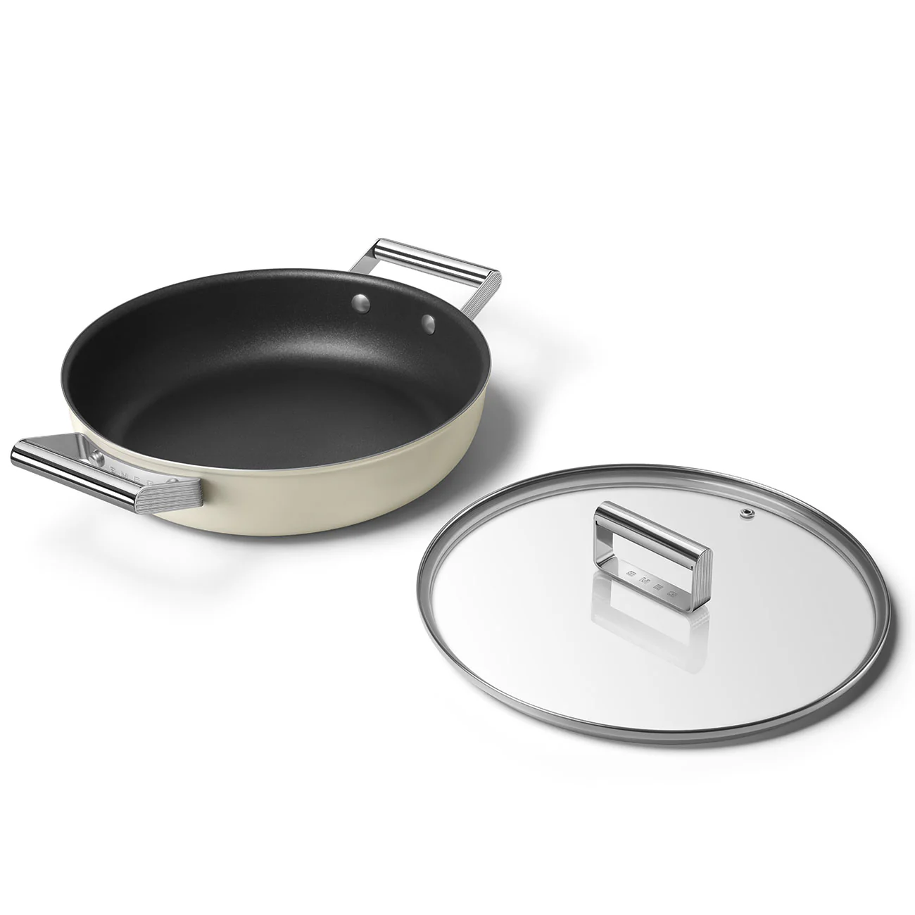 SMEG Deep Skillet with Lid 30cm (Cream) - Image 9