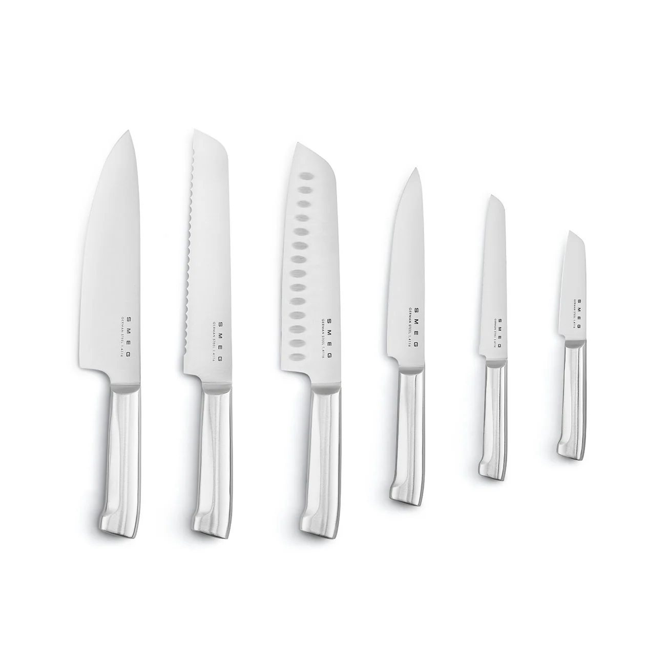 SMEG Knife Block Set with 6 Knives (White) - Image 8