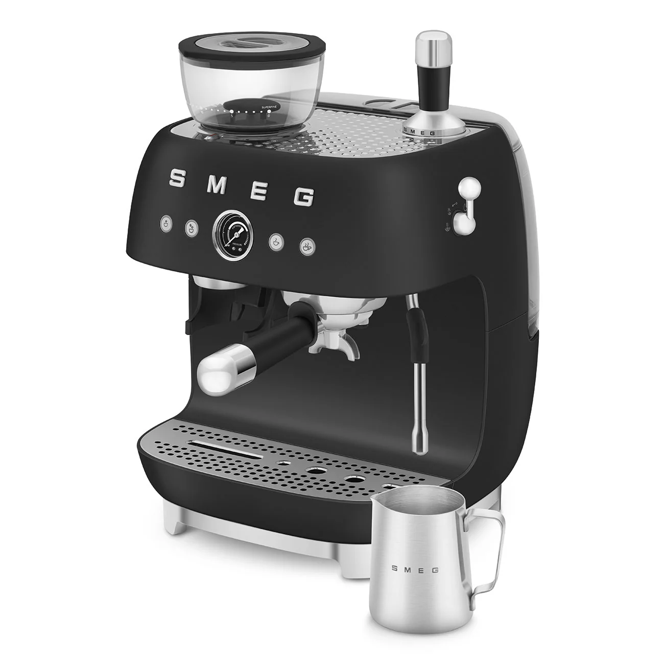 SMEG Manual Espresso Coffee Machine with Grinder (Black Matte) - Image 11