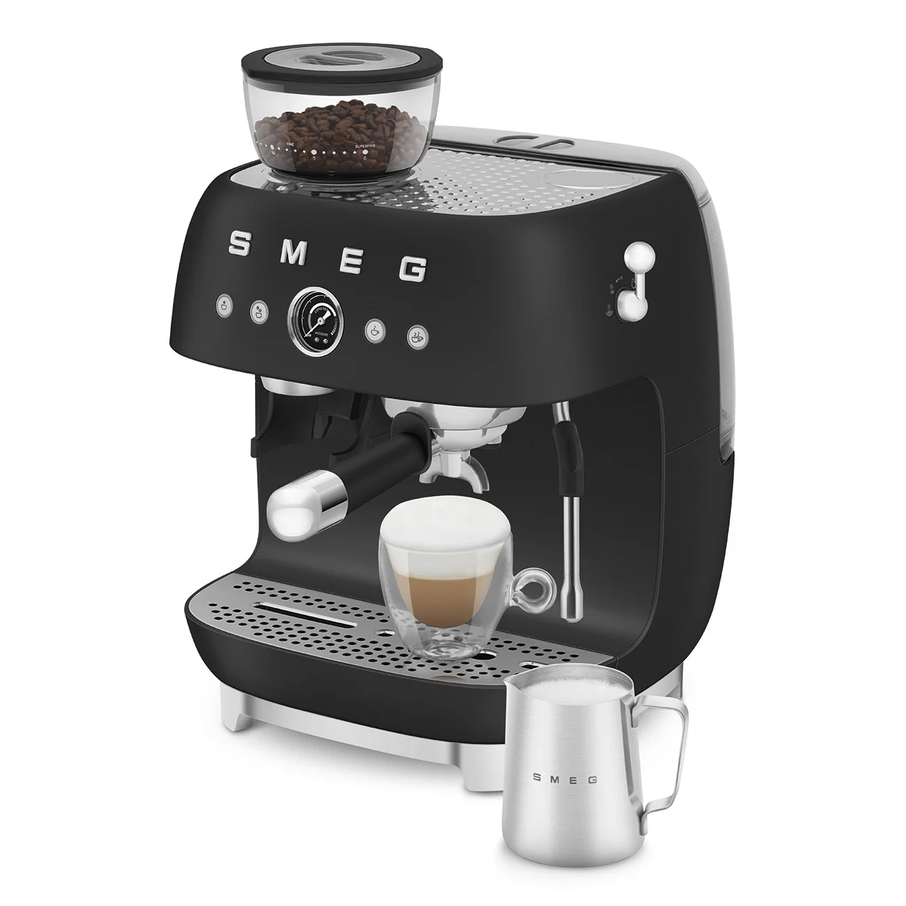 SMEG Manual Espresso Coffee Machine with Grinder (Black Matte) - Image 12