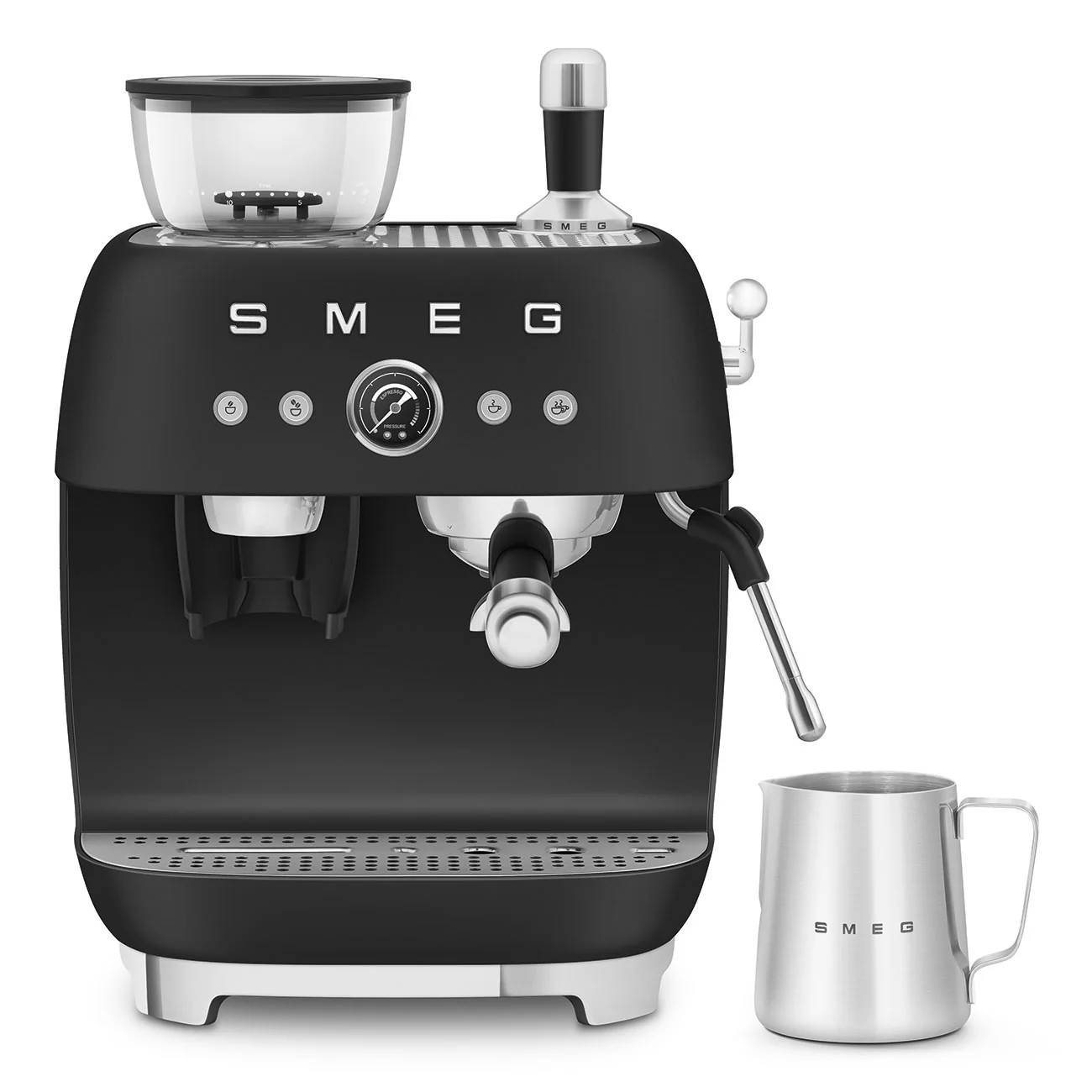 SMEG Manual Espresso Coffee Machine with Grinder (Black Matte) - Image 14