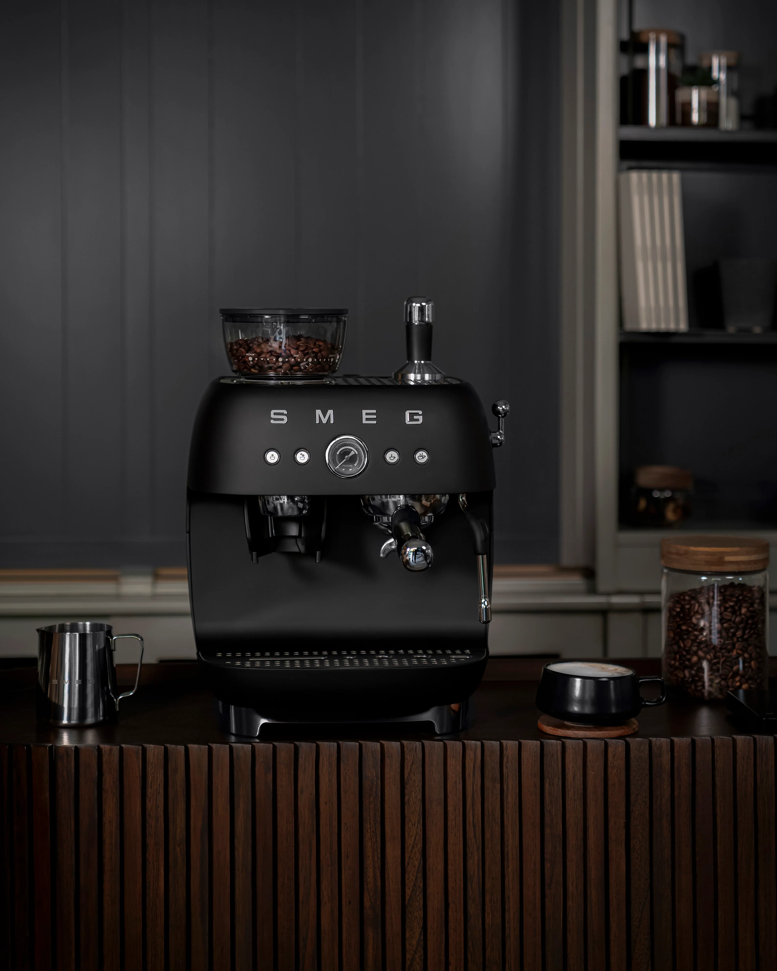 SMEG Manual Espresso Coffee Machine with Grinder (Black Matte) - Image 15