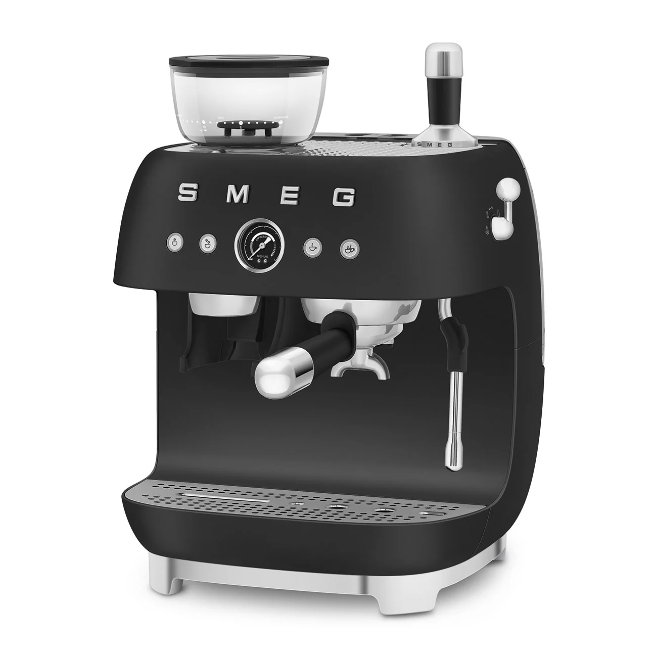 SMEG Manual Espresso Coffee Machine with Grinder (Black Matte) - Image 4