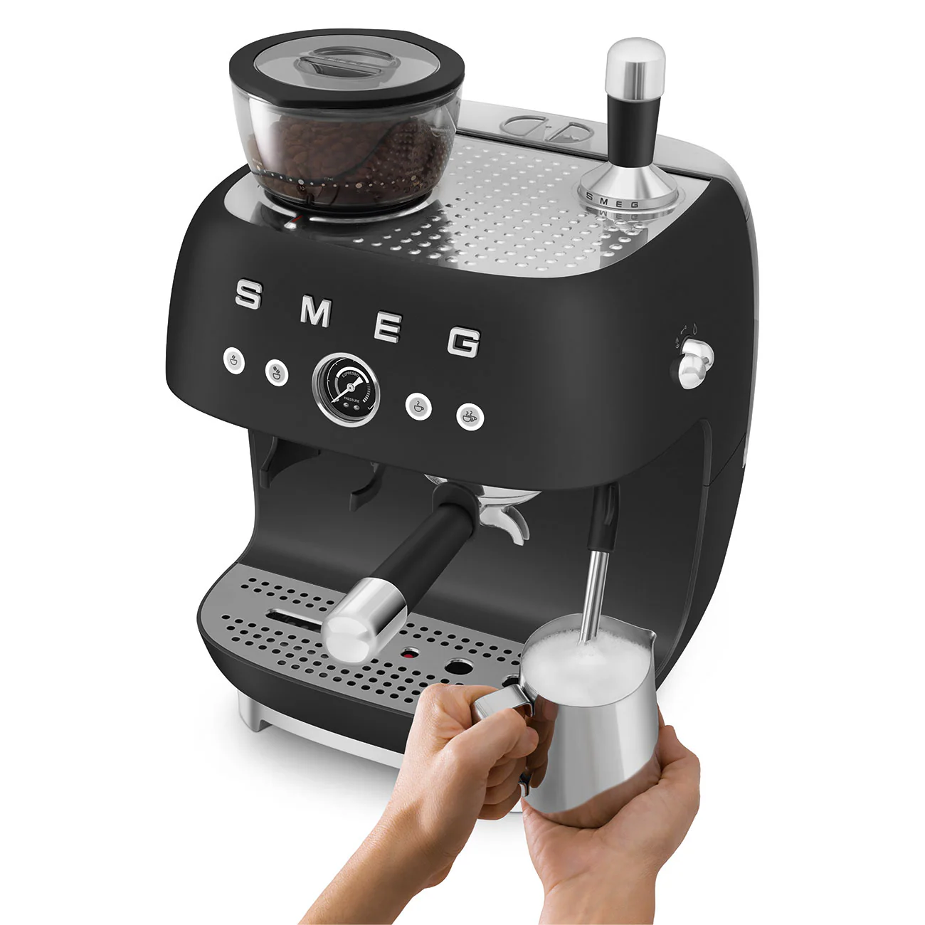 SMEG Manual Espresso Coffee Machine with Grinder (Black Matte) - Image 5