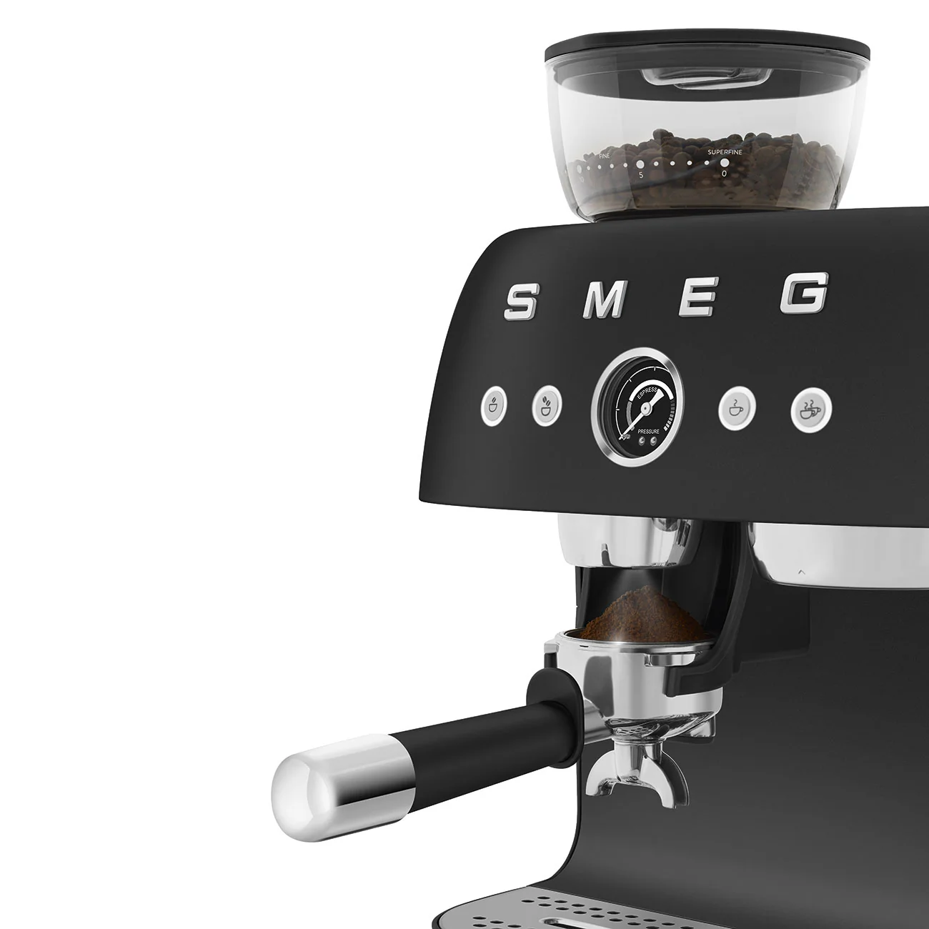 SMEG Manual Espresso Coffee Machine with Grinder (Black Matte) - Image 6