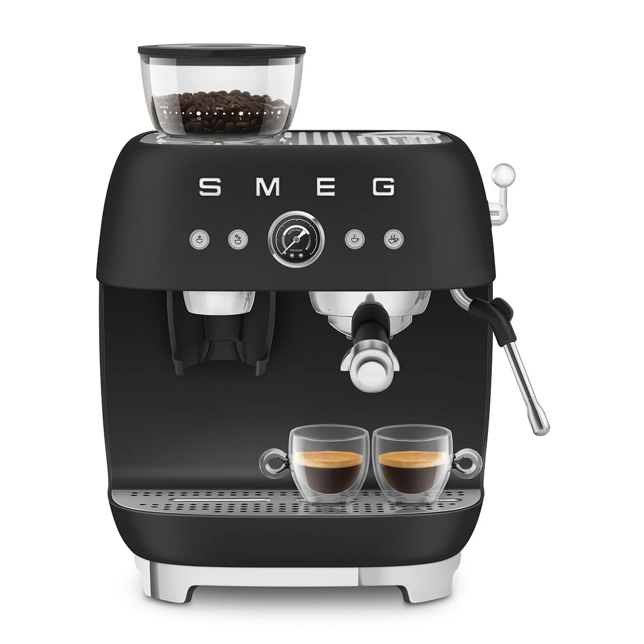 SMEG Manual Espresso Coffee Machine with Grinder (Black Matte) - Image 8