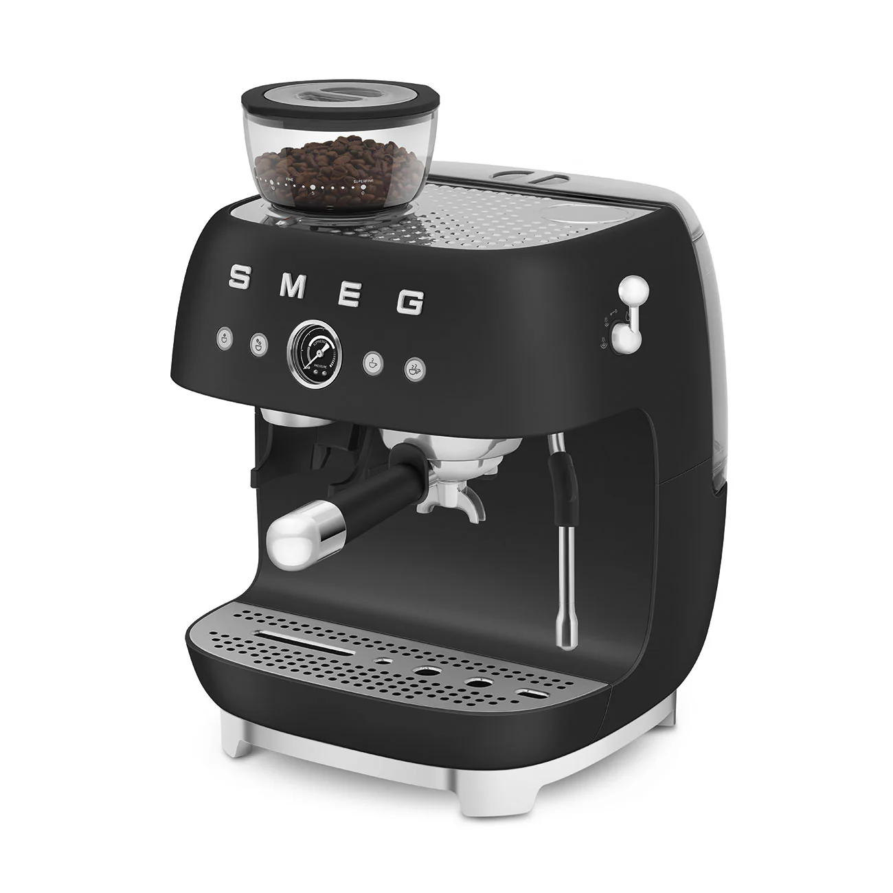 SMEG Manual Espresso Coffee Machine with Grinder (Black Matte) - Image 9