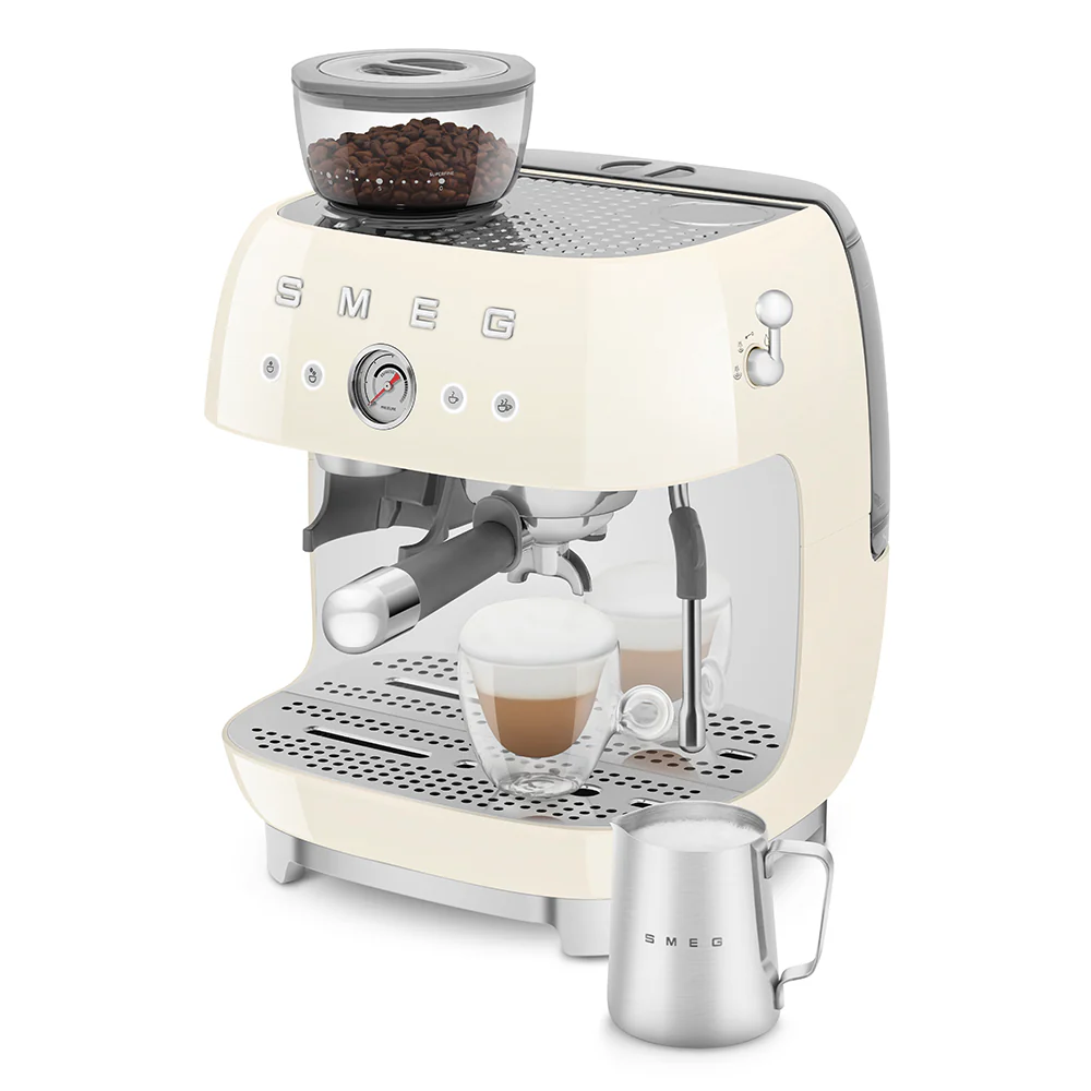 SMEG Manual Espresso Coffee Machine with Grinder (Cream) - Image 10