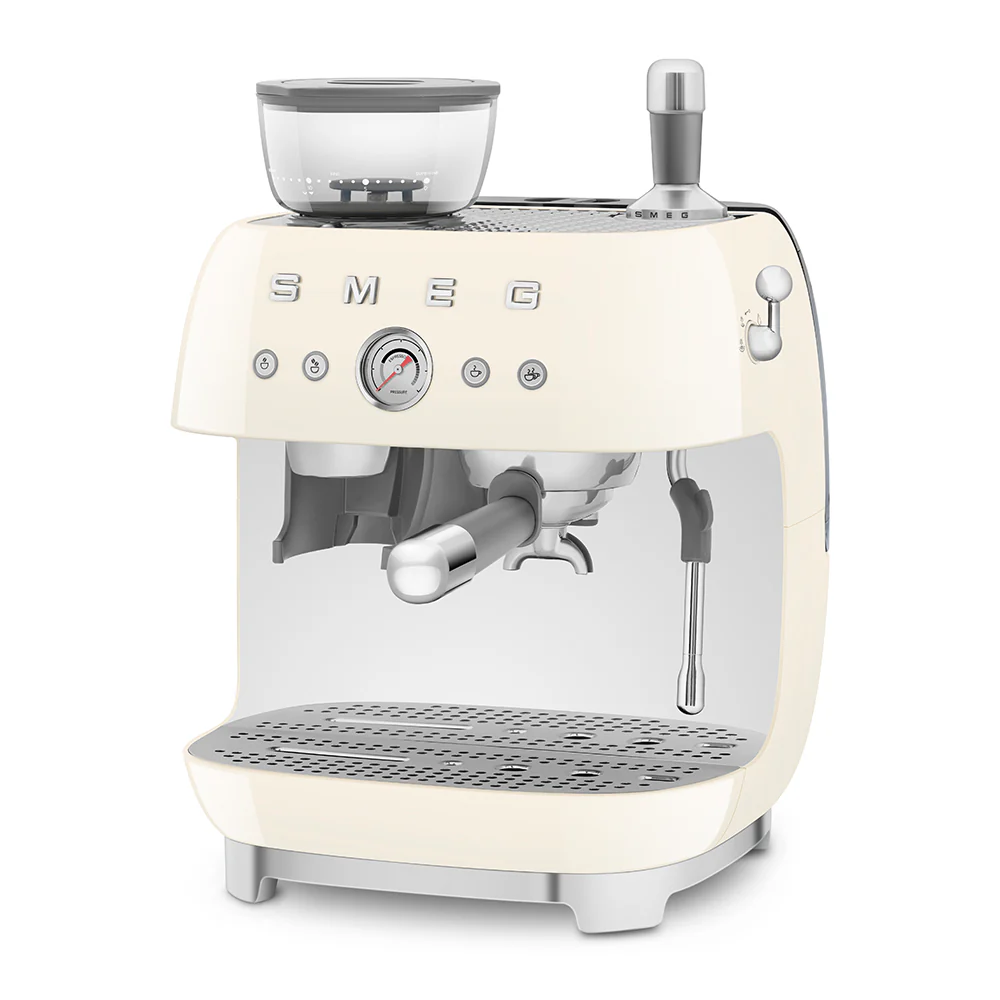 SMEG Manual Espresso Coffee Machine with Grinder (Cream) - Image 3