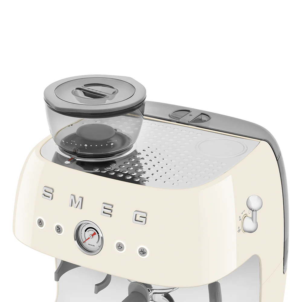SMEG Manual Espresso Coffee Machine with Grinder (Cream) - Image 6