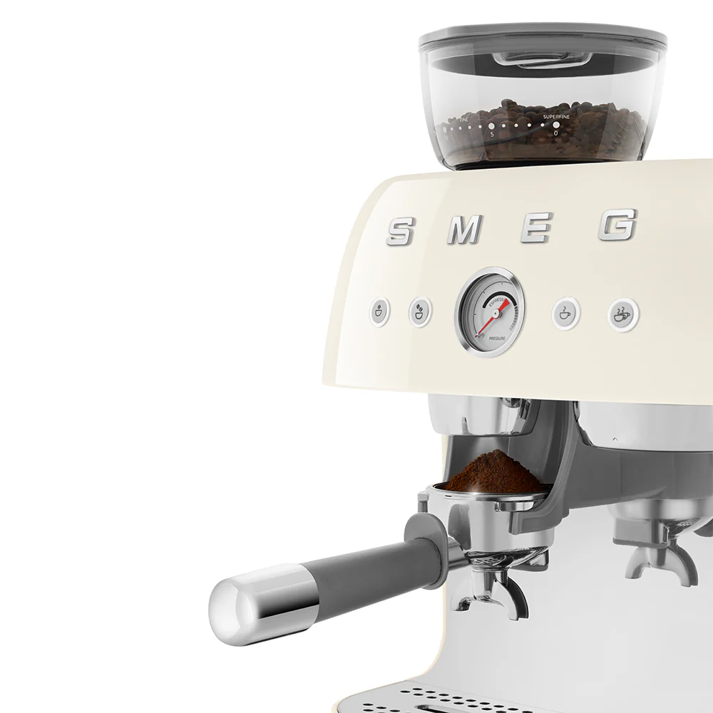 SMEG Manual Espresso Coffee Machine with Grinder (Cream) - Image 7