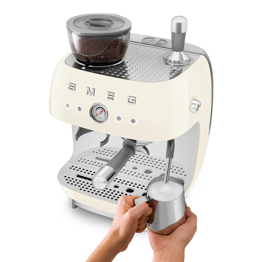 SMEG Manual Espresso Coffee Machine with Grinder (Cream) - Image 8