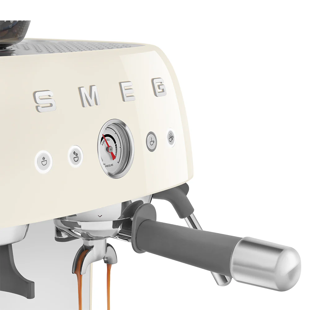 SMEG Manual Espresso Coffee Machine with Grinder (Cream) - Image 9