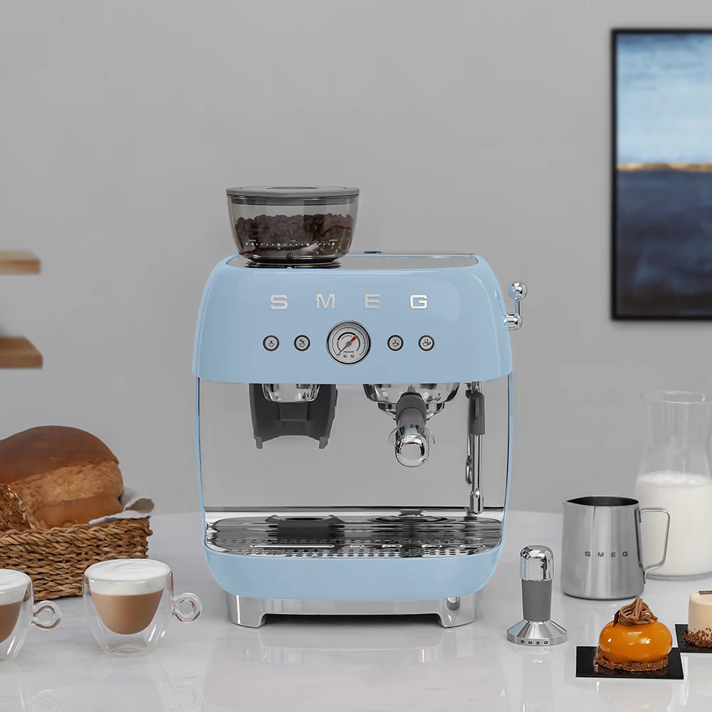 SMEG Manual Espresso Coffee Machine with Grinder (Pastel Blue) - Image 10