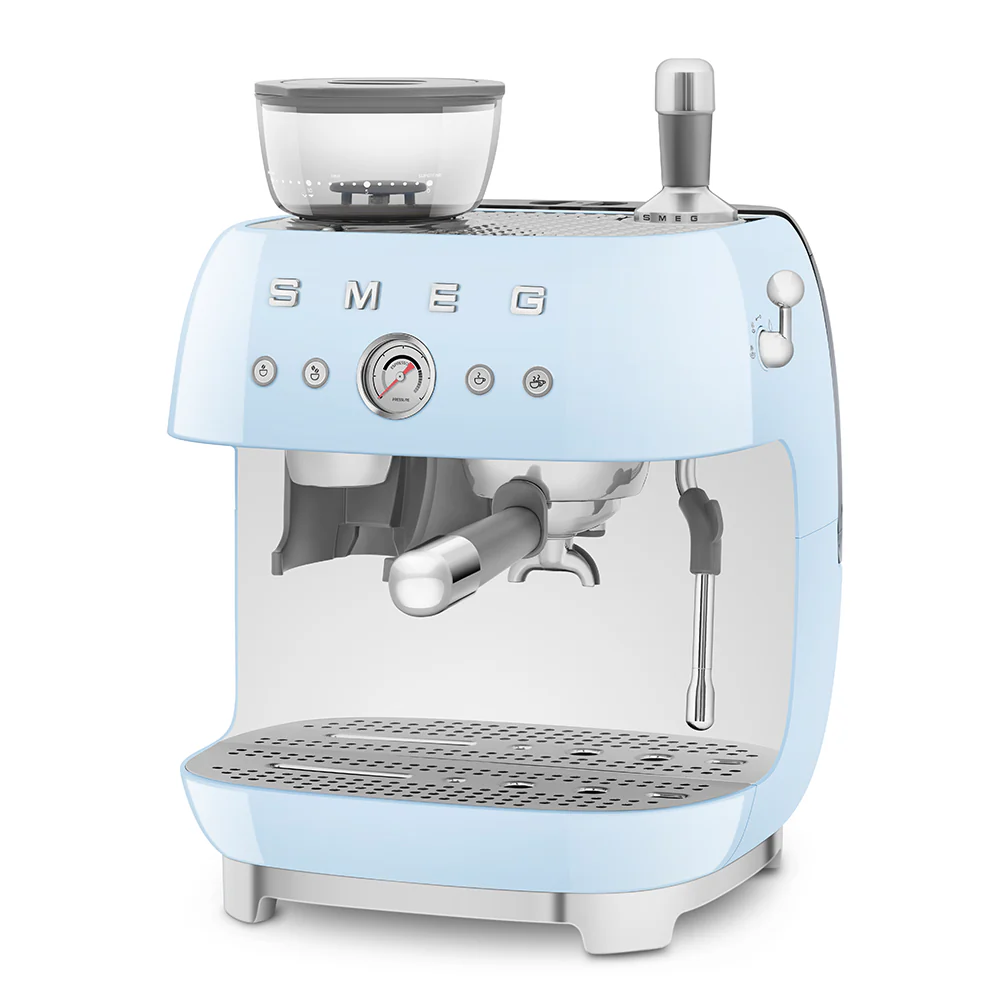 SMEG Manual Espresso Coffee Machine with Grinder (Pastel Blue) - Image 3