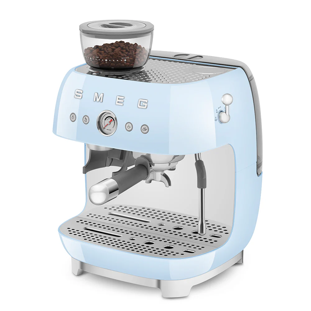SMEG Manual Espresso Coffee Machine with Grinder (Pastel Blue) - Image 6