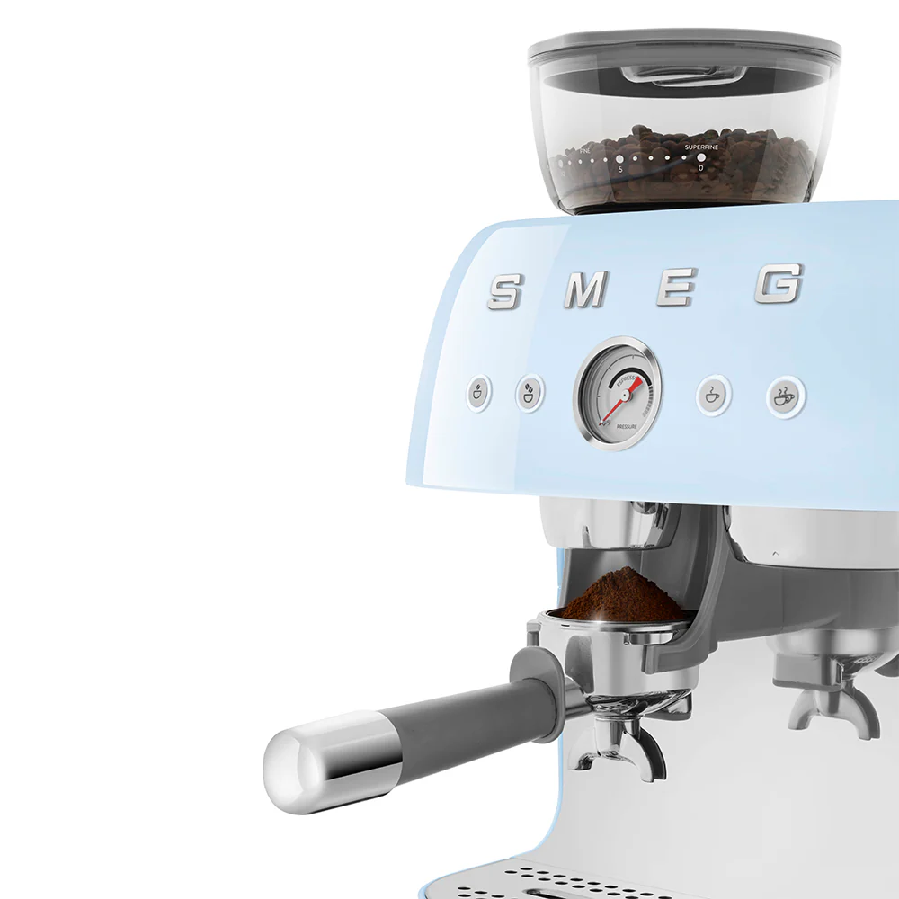 SMEG Manual Espresso Coffee Machine with Grinder (Pastel Blue) - Image 8
