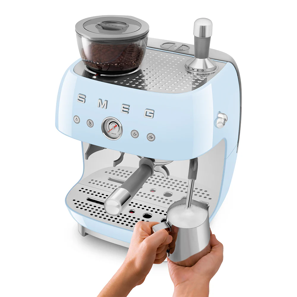 SMEG Manual Espresso Coffee Machine with Grinder (Pastel Blue) - Image 9