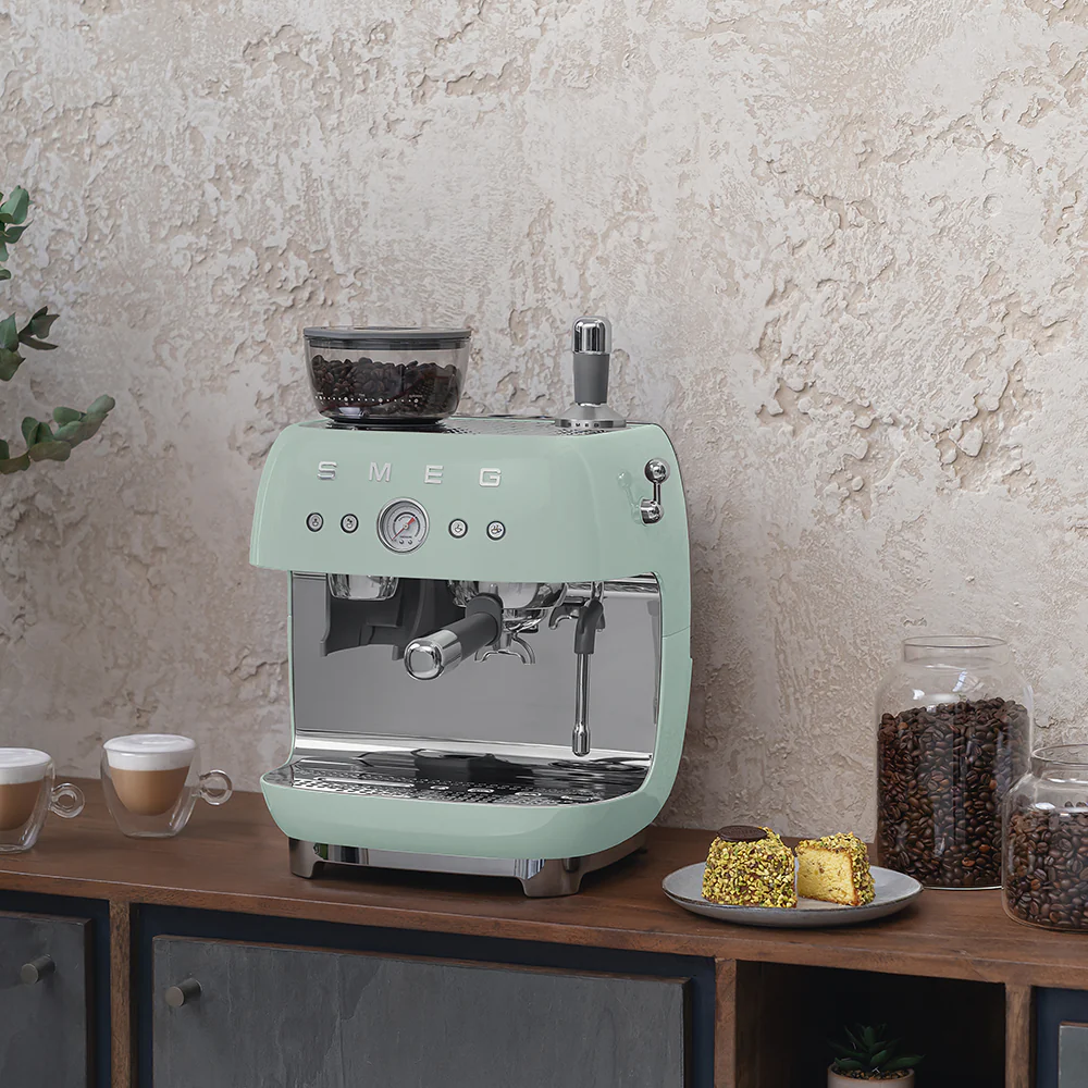 SMEG Manual Espresso Coffee Machine with Grinder (Pastel Green) - Image 10