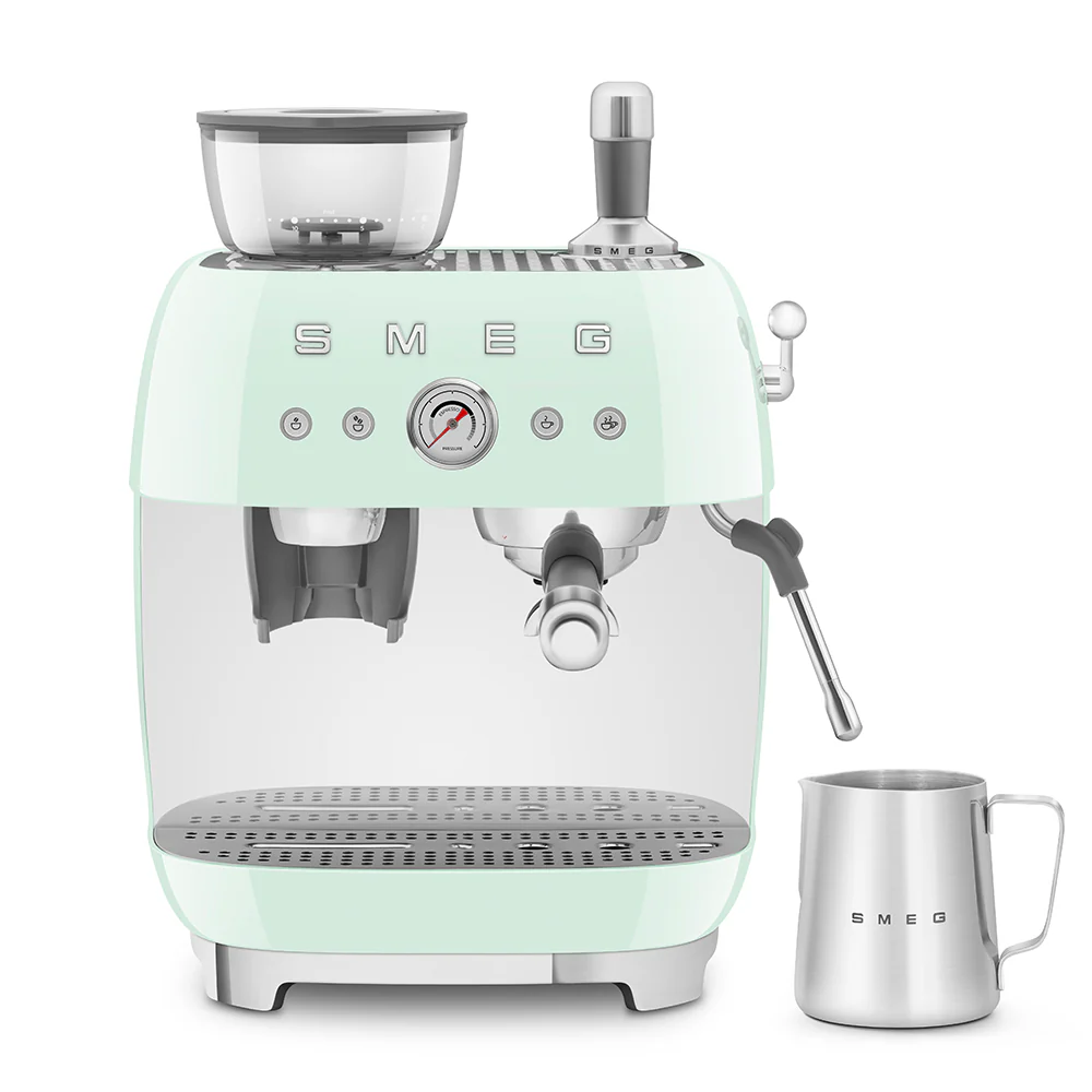 SMEG Manual Espresso Coffee Machine with Grinder (Pastel Green) - Image 3