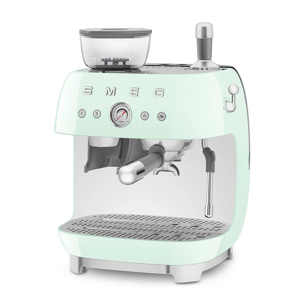 SMEG Manual Espresso Coffee Machine with Grinder (Pastel Green) - Image 4
