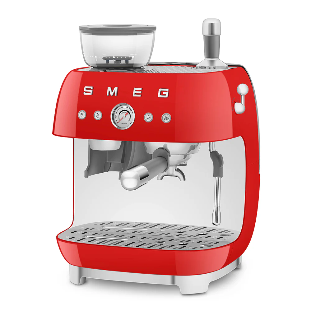 SMEG Manual Espresso Coffee Machine with Grinder (Red) - Image 4