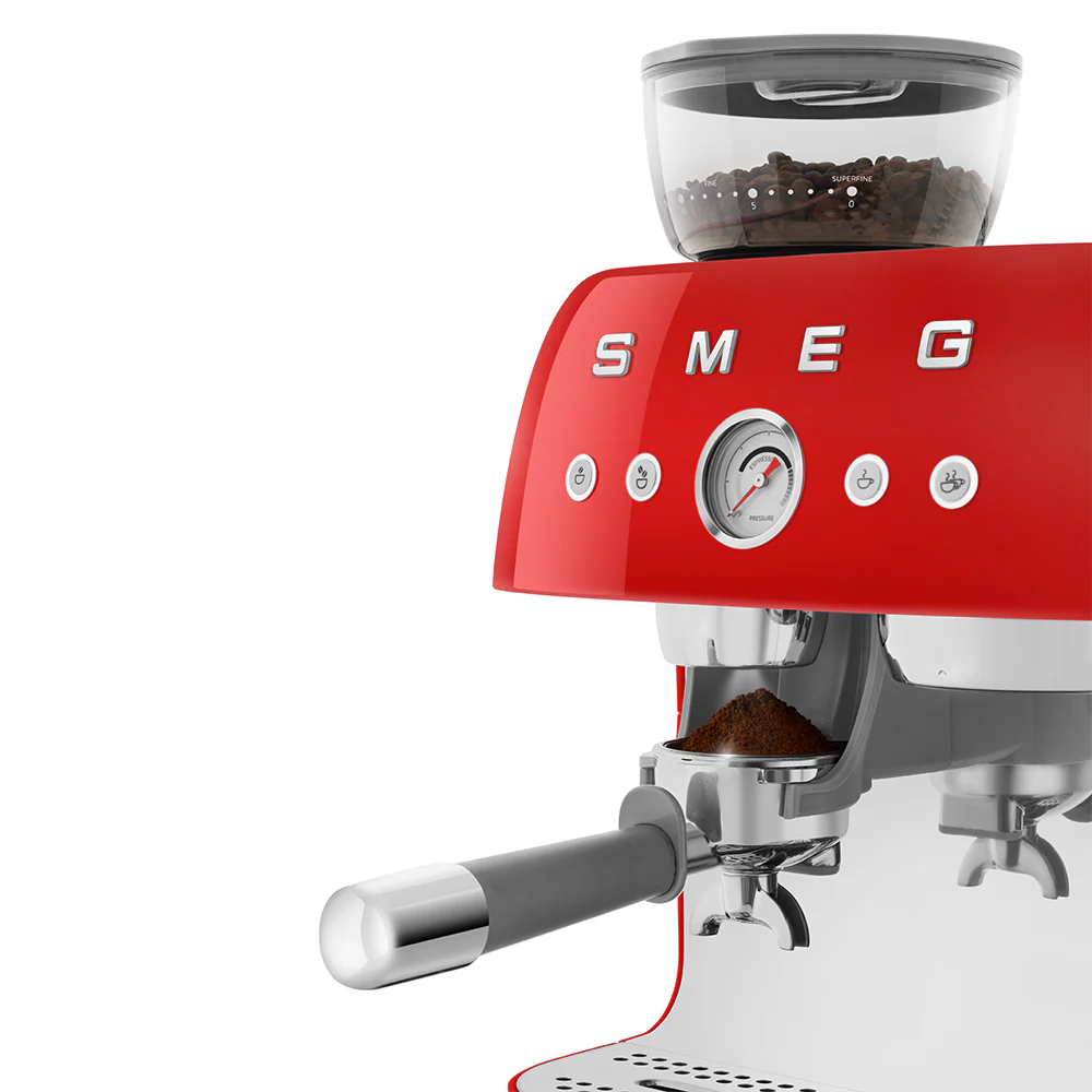 SMEG Manual Espresso Coffee Machine with Grinder (Red) - Image 8