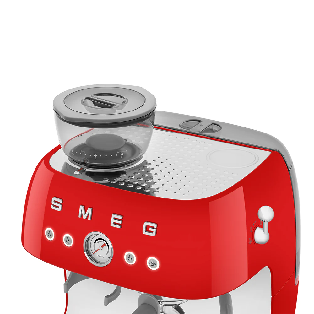 SMEG Manual Espresso Coffee Machine with Grinder (Red) - Image 9