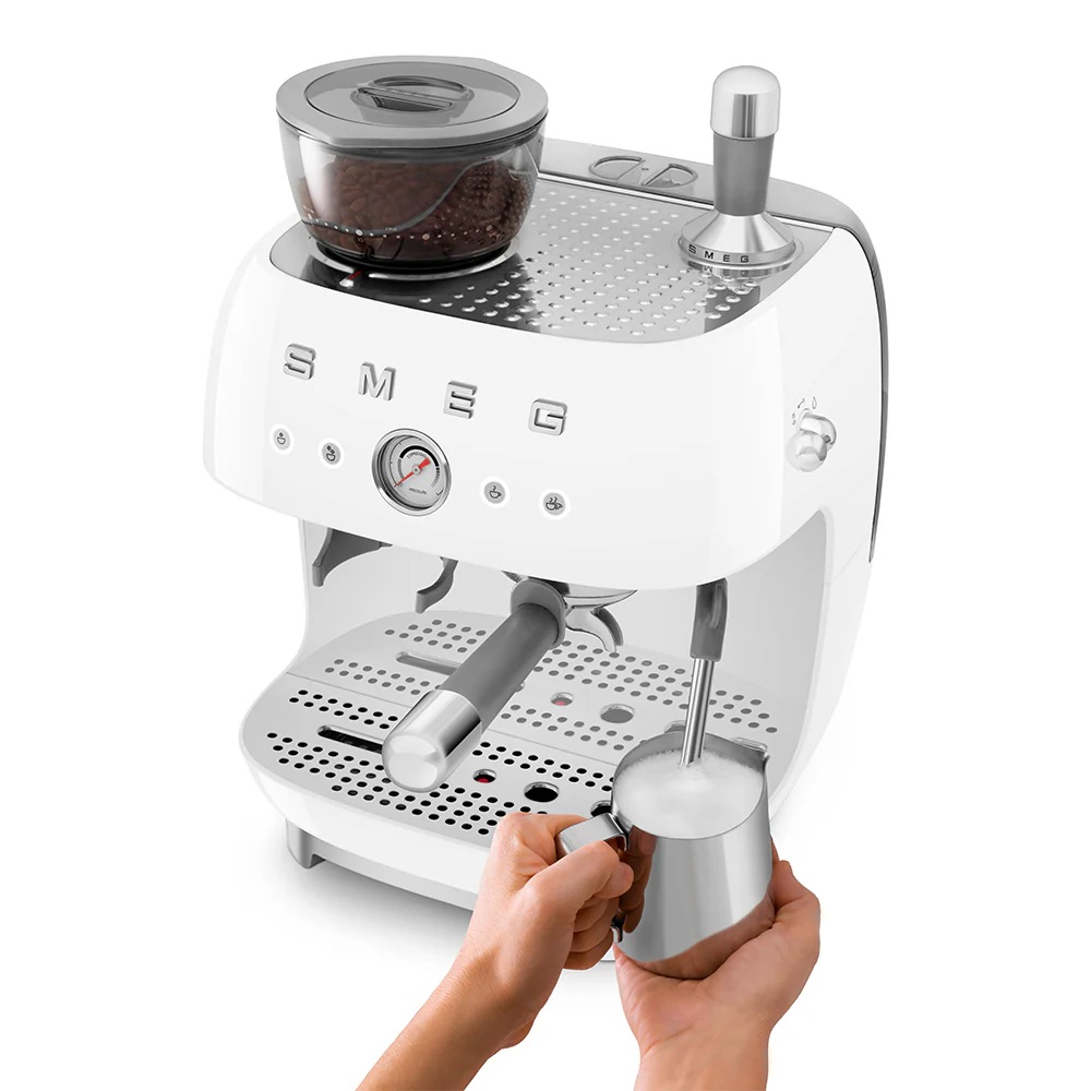 SMEG Manual Espresso Coffee Machine with Grinder (White) - Image 11