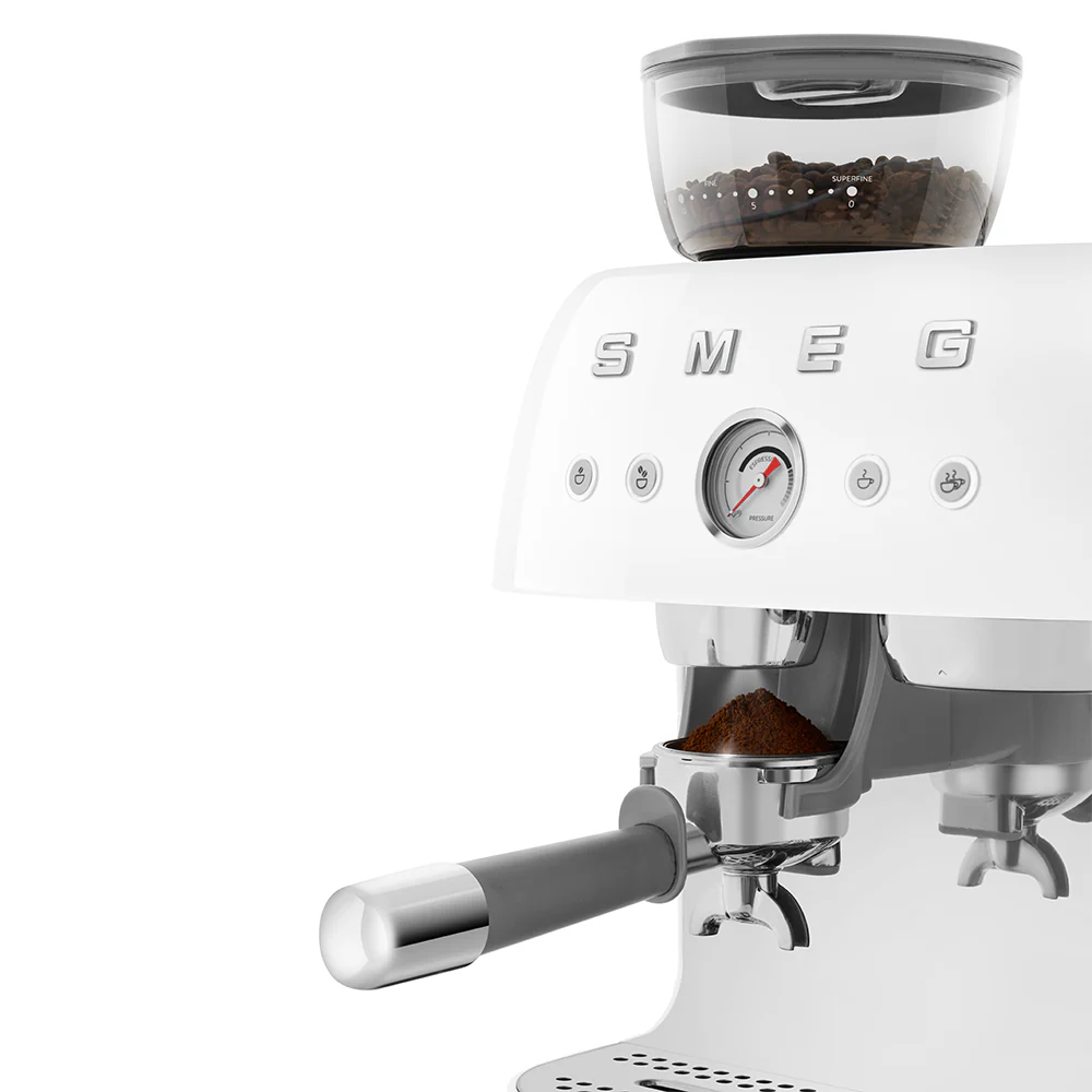 SMEG Manual Espresso Coffee Machine with Grinder (White) - Image 12