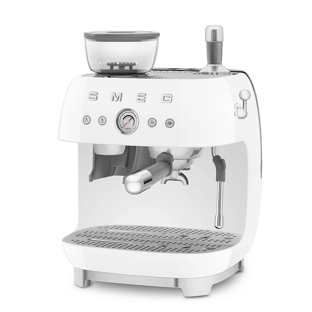 SMEG Manual Espresso Coffee Machine with Grinder (White) - Image 4