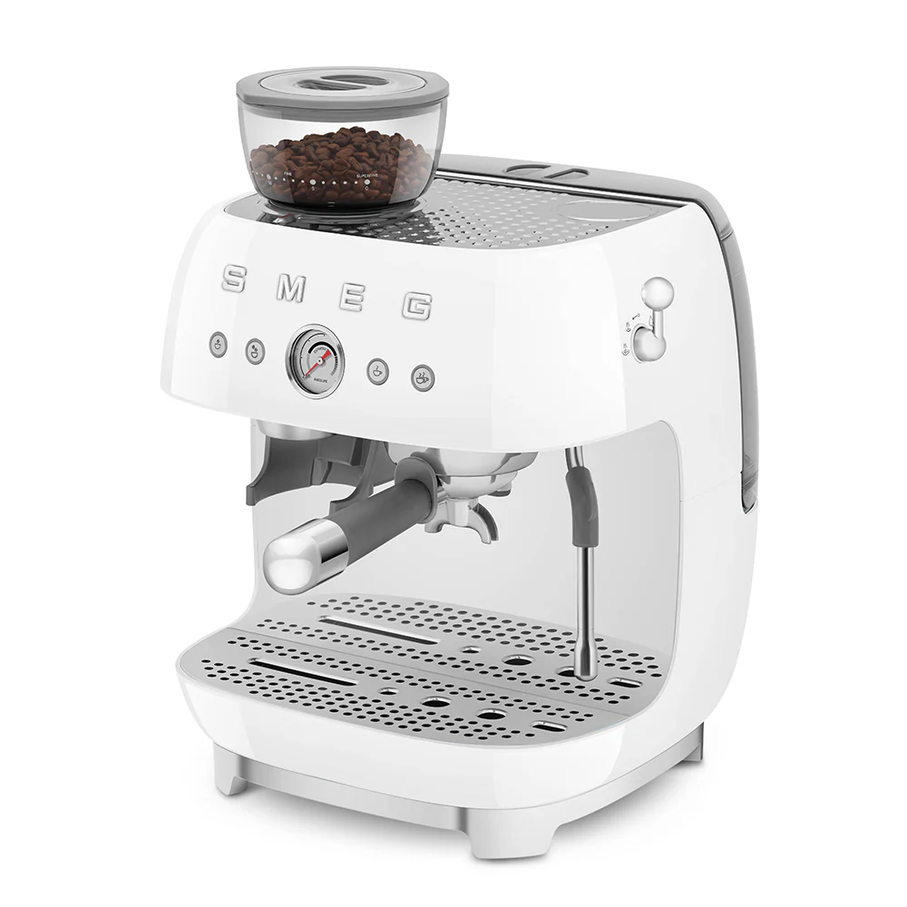 SMEG Manual Espresso Coffee Machine with Grinder (White) - Image 7