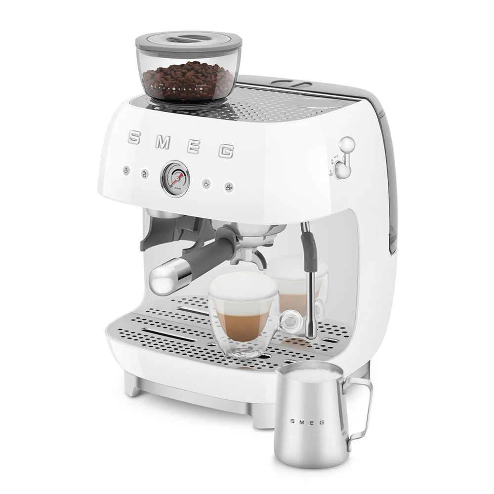 SMEG Manual Espresso Coffee Machine with Grinder (White) - Image 8