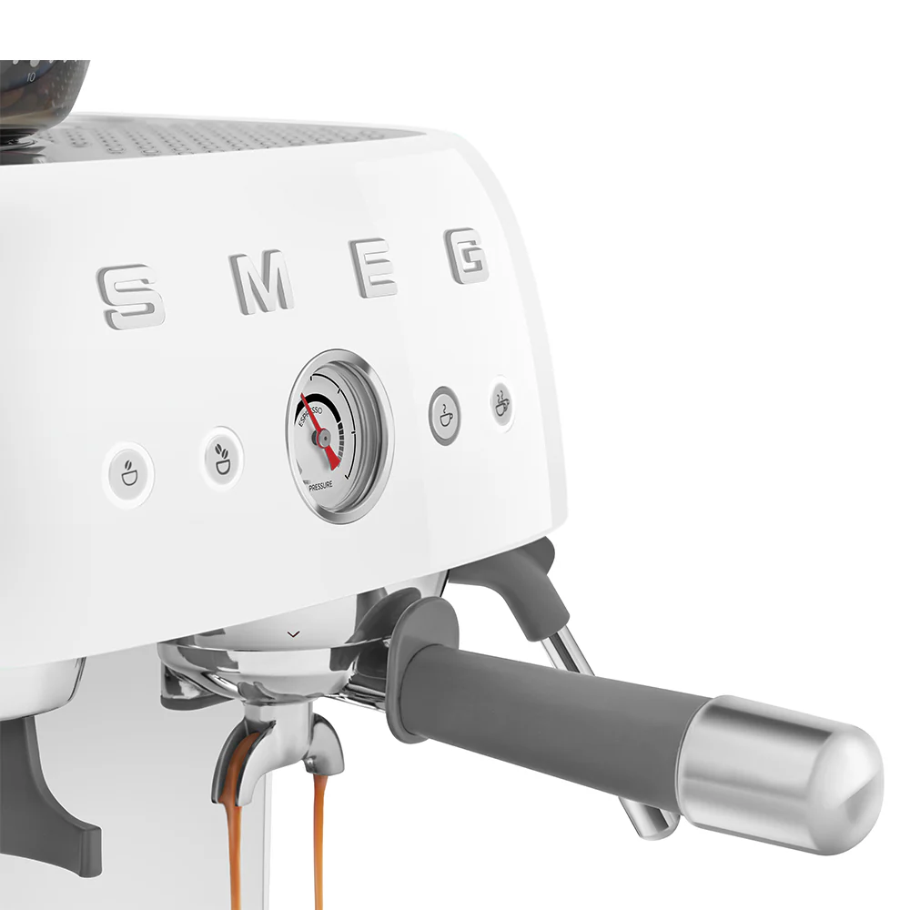 SMEG Manual Espresso Coffee Machine with Grinder (White) - Image 9