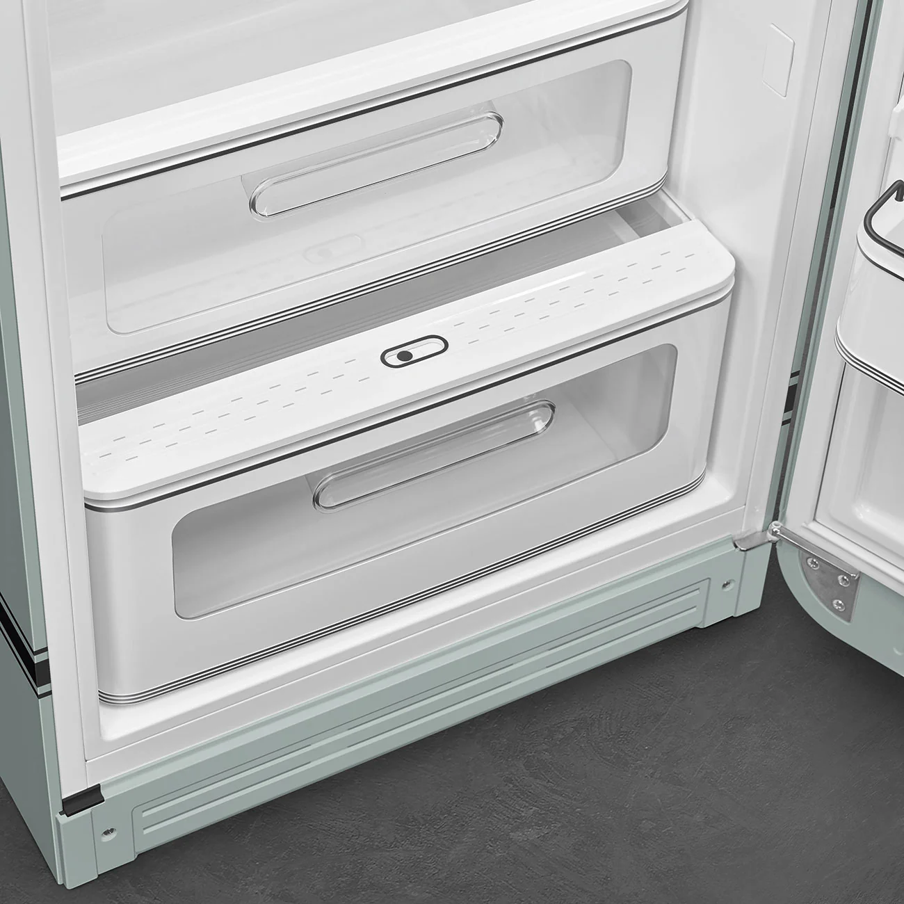 Porsche x SMEG FAB28 Retro Refrigerator Right Hinge Carrara Edition (Green Metallic) - Image 7