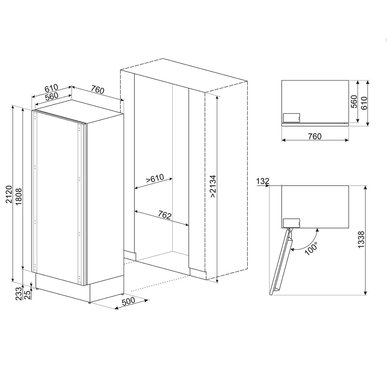 SMEG 30" Built In Freezer Column Left Hinge (Panel Ready) - Image 3