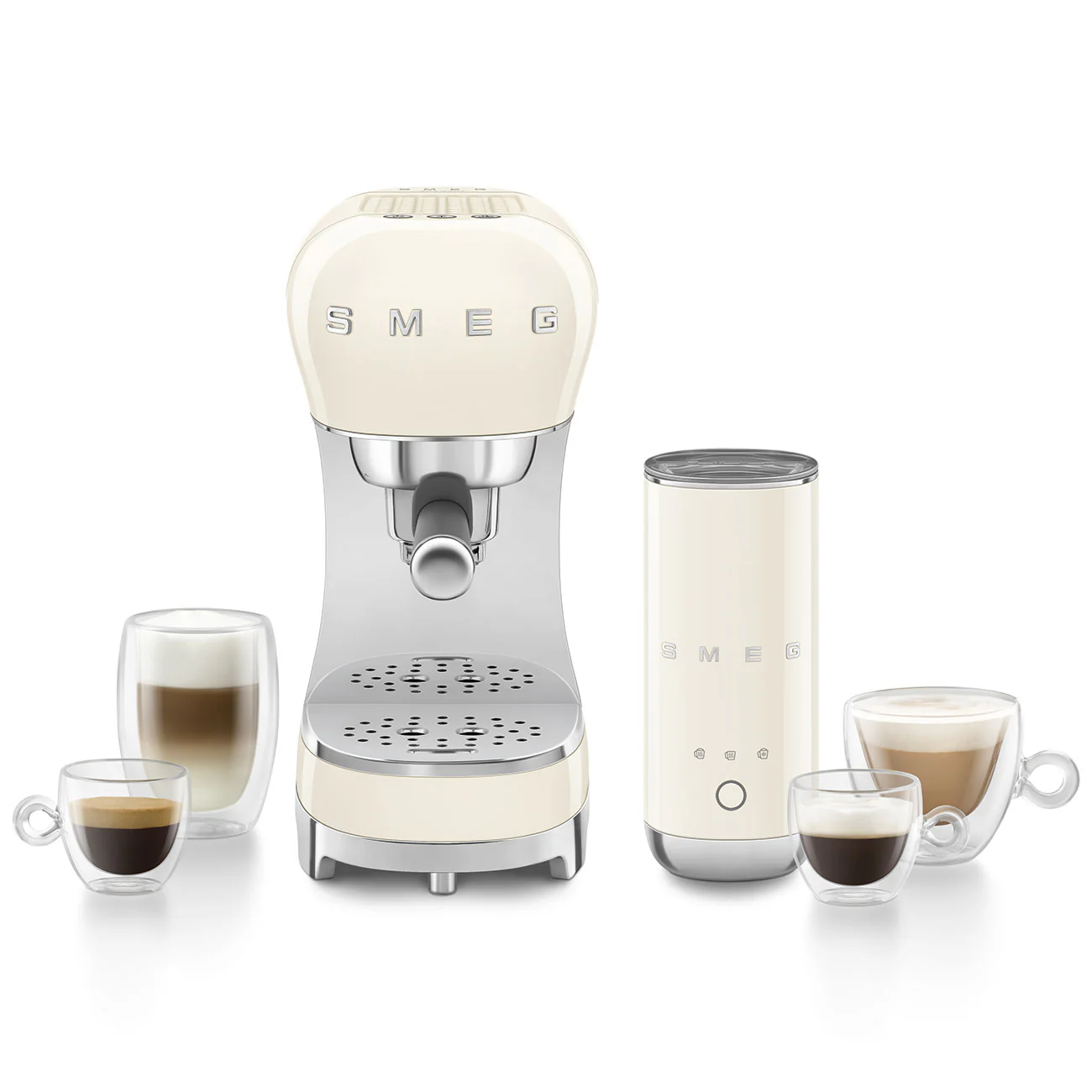 SMEG Barista Bundle - Espresso Machine + Milk Frother (Cream) - Image 3