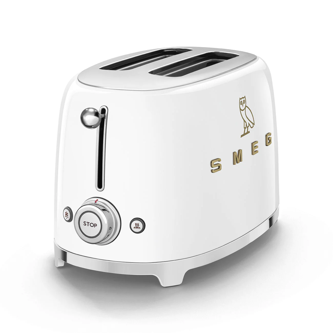 SMEG x OVO 2-Slice Electric Toaster (White and Gold) - Image 2