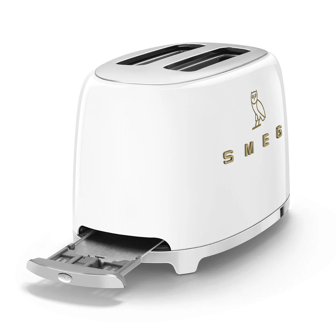 SMEG x OVO 2-Slice Electric Toaster (White and Gold) - Image 5